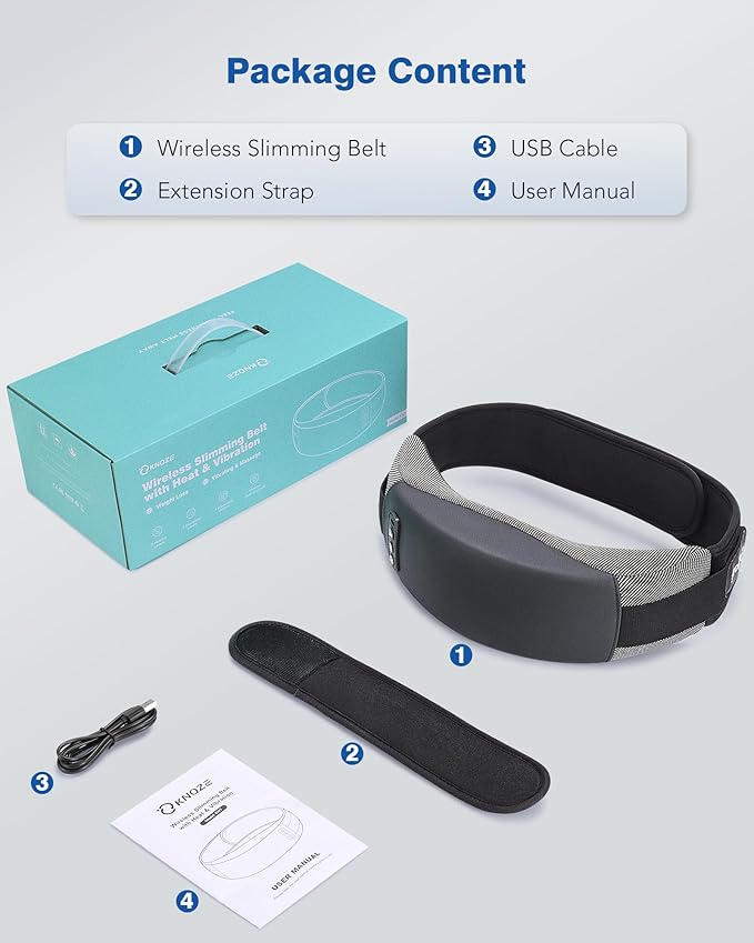 KNQZE Cordless Back Massager Belt for Pain Relief Stomach Massager for Digestion Heating Pad with 2 Heating Levels Slimming Massage Belt with 3 Vibration Modes Gifts for Women Men