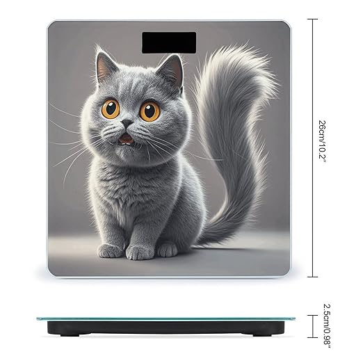 Cute Funny Grey Cats Pattern Digital Bathroom Scale for Body Weight Weighing Scale with Backlit LCD Display High Precision Measurements &amp Measures Weight Up to 180kg