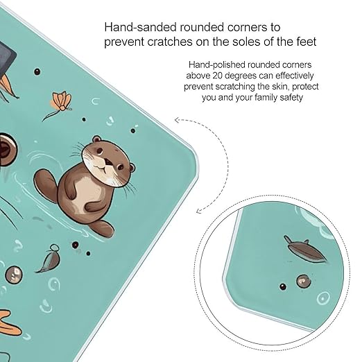 Cartoon Cute Otter Scale for Body Weight Safe Rounded Corners Tempered Glass Digital Bathroom Scale LED Display 400lb Capacity Weight Scales with High Precision Sensors