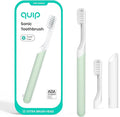 Quip Sonic Electric Toothbrush for Adults - Time Travel &amp Soft Bristles with Travel Case &amp Replacement Brush Head - 3 Month Battery Life Plastic Handle - Sage