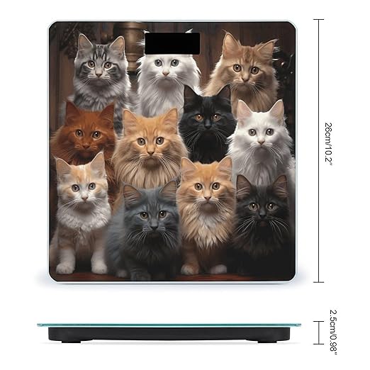 Cat Collection Digital Bathroom Scale for Body Weight Weighing Scale with Backlit LCD Display High Precision Measurements &amp Measures Weight Up to 180kg