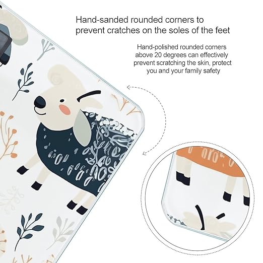 Digital Bathroom Scale for Body Weight Scale with Bright LCD Display High Accuracy Step-On Technology Auto On/Off White Cartoon Sheep Digital Scales 400 Lbs /180kg
