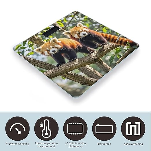Red Pandas Scale for Body Weight Highly Accurate Digital Bathroom Body Scale Digital Bathroom Scales for People Anti-Slip Large LCD Display Smart Scales