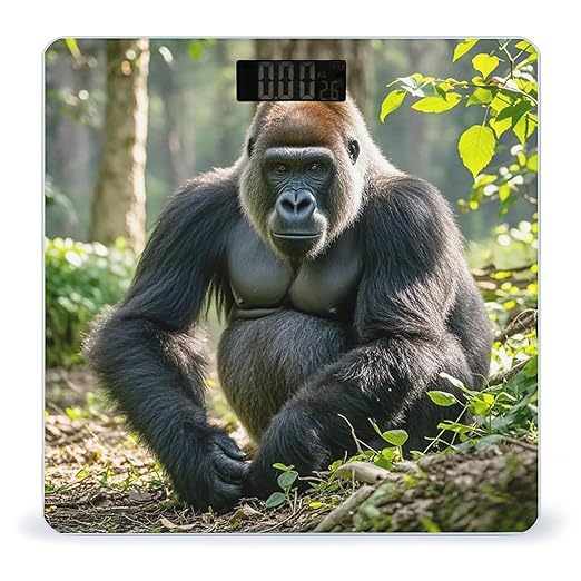 Gorilla on The Ground Bathroom Scale Automatic Power On/Off Body Scales LCD Backlight Display Square Digital Scale Rounded Corners Bathroom Scales for Home Bedrooms