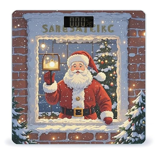 Santa Outside The Window Scale for Body Weight Digital Bathroom Scale Toughened Glass High Precision Scales for Body Weight with Large LCD Backlight Display Weight Scales