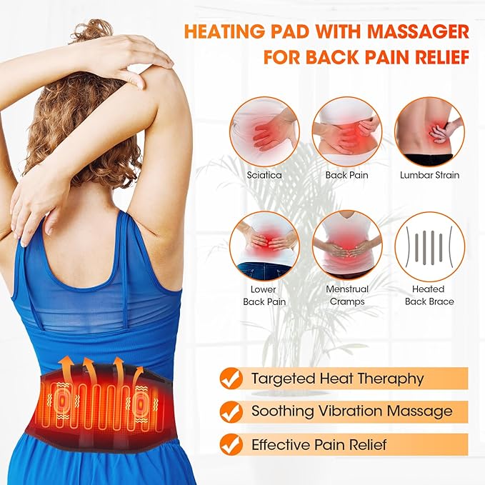 CUEHEAT Heated Waist Belt Cordless Back and Belly Heating Massage Electric Rechargeable Battery Powered