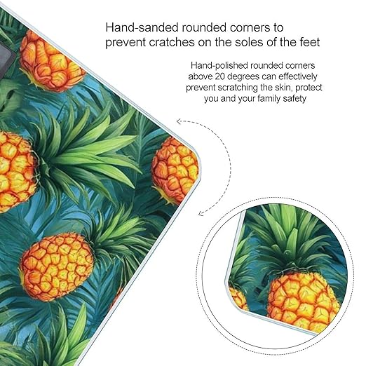 Women's Digital Bathroom Weighing Scale Automatic Switch Energy Saving Scale Smart Scale for Body Weight Tropical Palm Leaves Pineapples