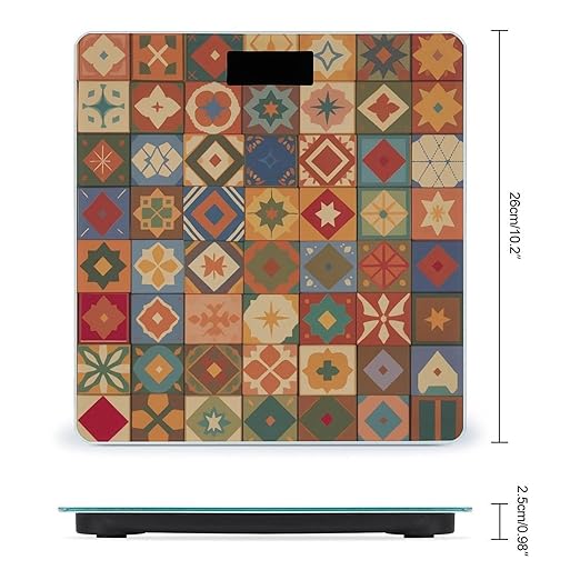 Group of Moroccan Geometric Scale for Body Weight Accurate Digital Bathroom Scale Toughened Glass High Precision Scales Smart Weight Scales with Large LCD Backlight Display Weighing Machine
