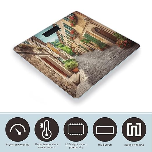 Italy Street Scale for Body Weight Highly Accurate Digital Bathroom Scale Sturdy Tempered Glass Weighing Scales with LCD Display Fashion Body Fat Smart Scales 400lb