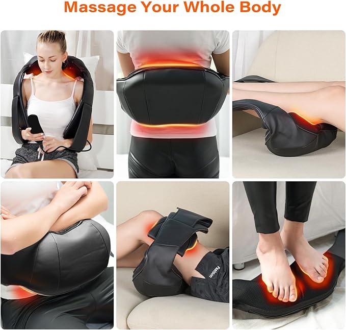 Electric Neck Massager Neck and Back Massager with Heat Shiatsu Massage Pillow for Back Shoulder Muscle Pain Relief Ideal Fits for Parents