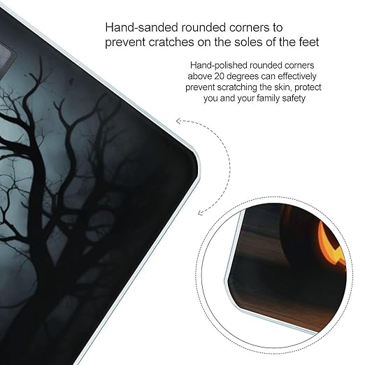 Halloween with Pumpkins Scale for Body Weight High Precision Digital Weight Scales with LCD Display Anti-Slip Sturdy Slim Tempered Glass Bathroom Scale for Home Use