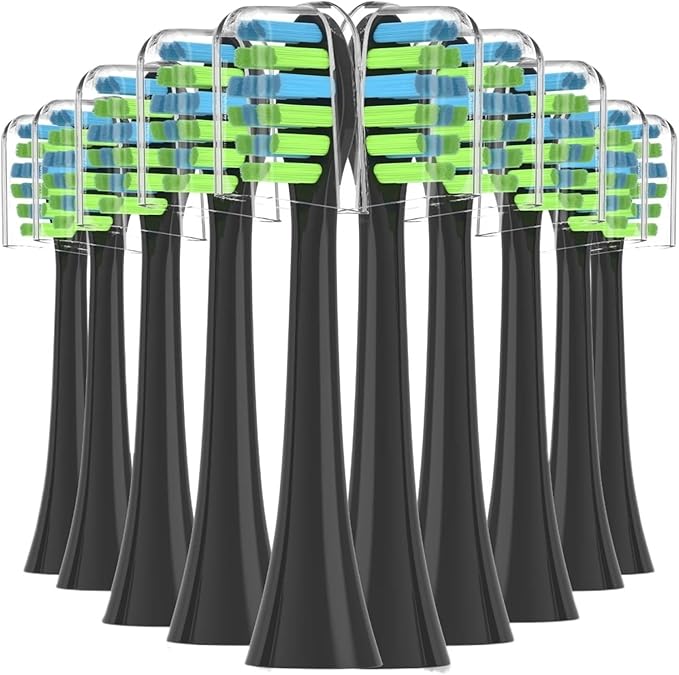 Replacement Toothbrush Heads with Covers for 7am2m AM101/AM105 Electric10 Pack(Black)