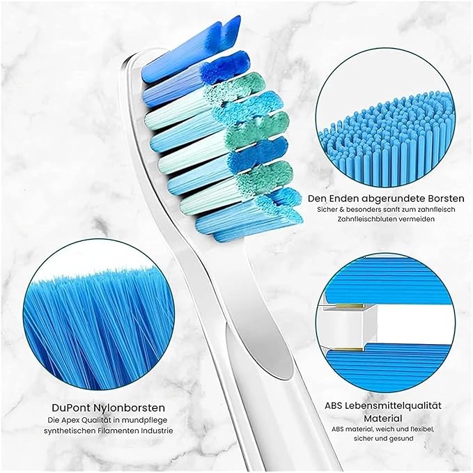 10 Pcs Toothbrush Head Compatible for FW-507/508/515/551/917/959/2011/D1/D3/D7(2pcs Silver)