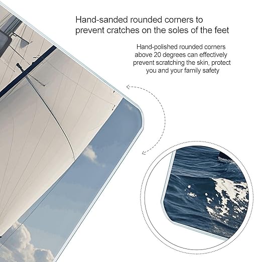 Nautical Sailboat Scale for Body Weight Digital Bathroom Scale Toughened Glass High Precision Scales for Body Weight with Large LCD Backlight Display Weight Scales