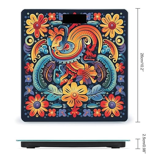 Mexican Bathroom Scale Automatic Power On/Off Body Scales LCD Backlight Display Square Digital Scale Rounded Corners Bathroom Scales for Home Bedrooms