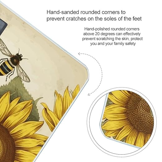 Bees Sunflowers Daisy Rose Flowers Bathroom Scale for Body Weight Bathroom Weighing Scale with Backlit LCD Display Highly Accurate Measures Weight Up to 180kg