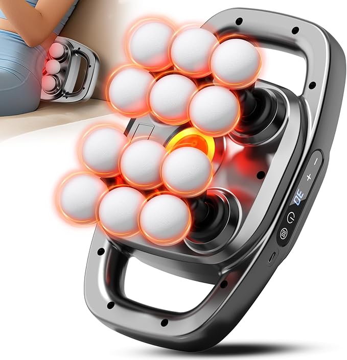 Gurui 12 Heads Massage Gun Deep Tissue with 3 Model &amp 30 Levels Cordless Quiet Back Massager for Pain Relief Deep Tissue Neck Massager Birthday Gifts for Men