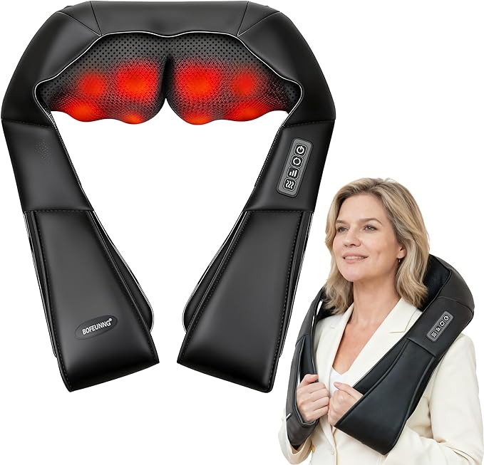 Shiatsu Neck and Back Massager for Pain Relief Deep Tissue Neck and Shoulder Massager with Heat Electric Kneading Back Massage for Muscle Waist Leg and Foot Best Gift for Women Men Mom Dad