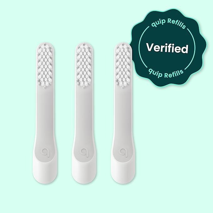 quip Sonic Toothbrush Replacement Heads for Adults - 3 Pack - Verified quip Standard Brush Head Refills for Electric Toothbrushes - Soft Bristles Compact &amp Flexible - Last 3 Months Each