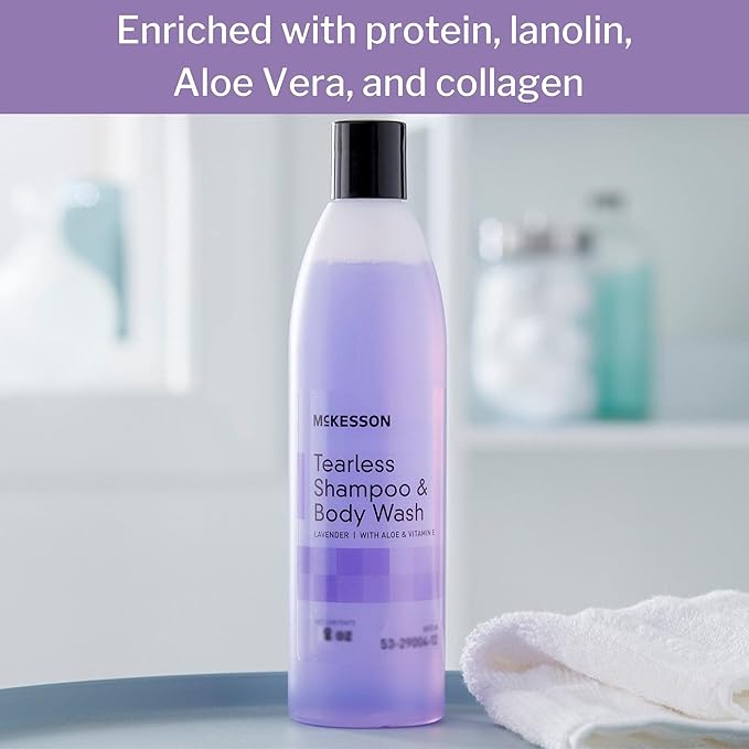McKesson Tearless Shampoo and Body Wash with Aloe and Vitamin E Lavender Scent 8 oz 48 Count