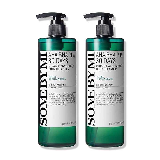 SOME BY MI AHA BHA PHA 30 Days Miracle Acne Clear Body Cleanser – Pack of 2 – Daily Exfoliating Tea Tree &amp Salicylic Acid Acne Body Wash – Deep Cleanses Sebum Oil &amp Impurities – Korean Skin C