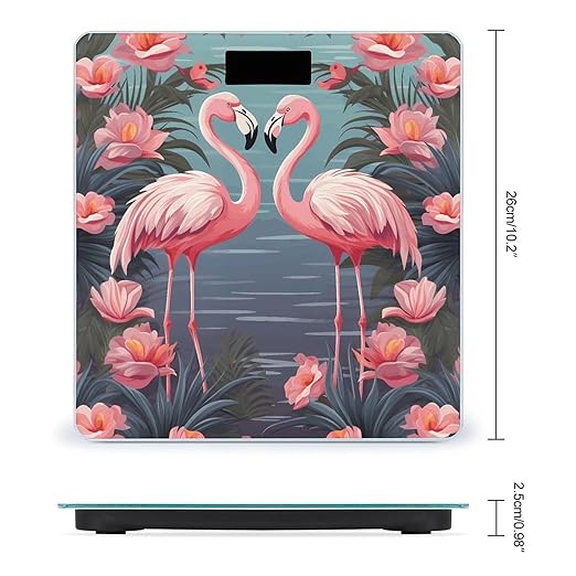 Flock of Tropical Flamingos Bathroom Scale Large LCD Backlight Display Digital Scale Rounded Corners Body Scales Automatic Power On/Off Bathroom Scales for Home Bedrooms
