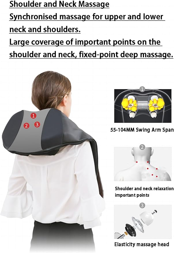 Back Shoulder and Neck Massager with 18 Massage Heads Electric Shoulder Massage for Pain Relief Home Office Multi-Function Electric Massager (Color : Plug-in)