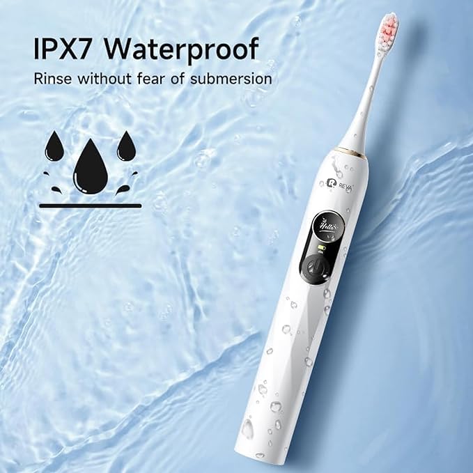 V3 Sonic Electric Toothbrush for Adults - Dual Display 5 Cleaning Modes Up to 200 Days Battery on a Single Charge 4 Brush Heads &amp IPX7 Waterproof Design