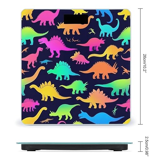 Automatic Switch Digital Bathroom Weighing Scale Smart Scale for Body Weight Neon Funny Dinosaurs