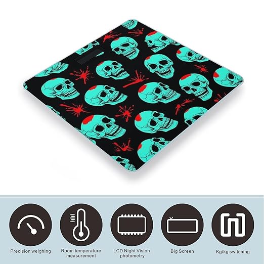 Men's Smart Scale for Body Weight Digital Bathroom Weighing Scale Automatic Switch Energy Saving Scale Halloween Cool Red Blood Zombie Skull