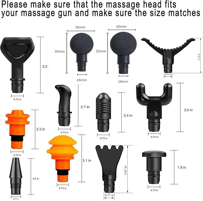 Massage Gun Attachments for Hypervolt Go 12PCS Replaceable Massager Heads to Meet Different Needs for Deep Tissue Percussion Relief Upgraded Massage Head Plug-n-Play Accessories Easy to Use