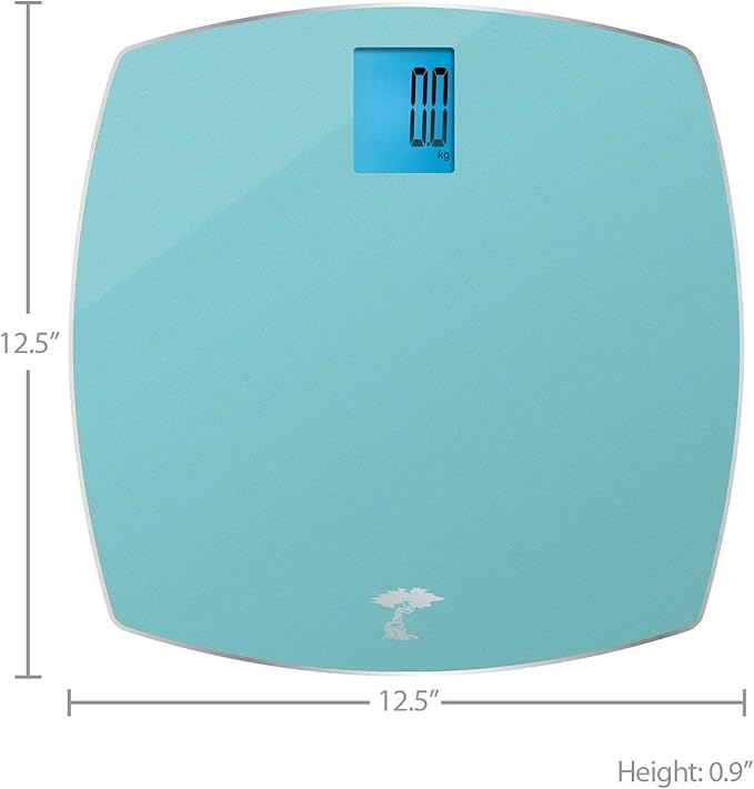 ToiletTree Products 400 lb Capacity Precision Digital Glass Bathroom Scale Blue