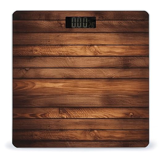 Brown Wooden Bathroom Scale Weight Scale for Body WeightHighly Accurate Digital Weighing Machine Clear LED Display Digital Bathroom Body Scale 400lb/182kg