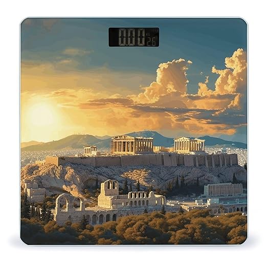 Acropolis Cityscape Skyline Scale for Body Weight Accurate Digital Bathroom Scale Toughened Glass High Precision Scales Smart Weight Scales with Large LCD Backlight Display Weighing Machine