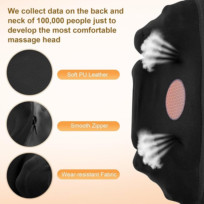 Neck and Shoulder Massager for Pain Relief Deep Tissue Lower Back Massage Cordless Neck and Back Massager with Heat Electric for Pain Relief Shiatsu Chair Office Home Car Gift
