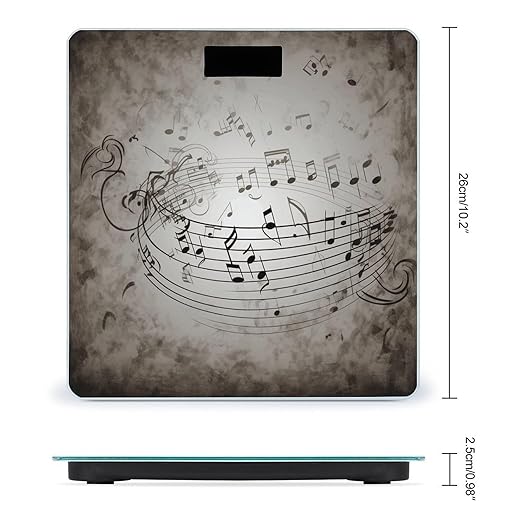Music Note Wall Weight ScaleClear LED Display Bathroom Digital Weighing ScaleTempered Glass Digital Bathroom Scale for Body Weight Capacity Up to 400 Lbs