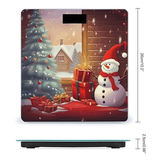 Merry Christmas Day Scale for Body Weight High Precision Digital Weight Scales with LCD Display Anti-Slip Sturdy Slim Tempered Glass Bathroom Scale for Home Use