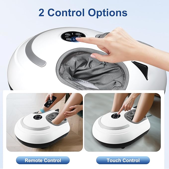 Foot Massager with Heat Shiatsu Feet Massage Machine Deep Kneading Relief for Plantar Fasciitis Air Compression 3 Heat Levels Relax for Home Office Use Gifts for Women Mom Dad White Mothers Day Gifts