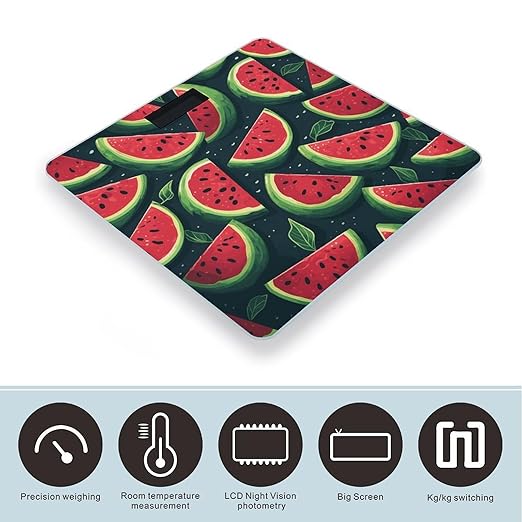 Red Watermelon Scale for Body Weight Anti-Slip Digital Bathroom Scale Sturdy Toughened Glass Weighing Scales High Precision Safe Rounded Corners Smart Scales