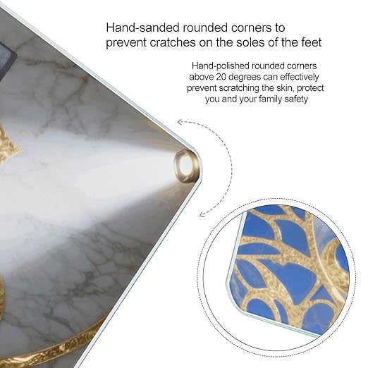 Turquoise Blue Gold Marble Scale for Body Weight Sturdy Tempered Glass Weighing Scales with LCD Display Accurate Digital Bathroom Scale Convenient Body Fat Smart Scales Easy Read