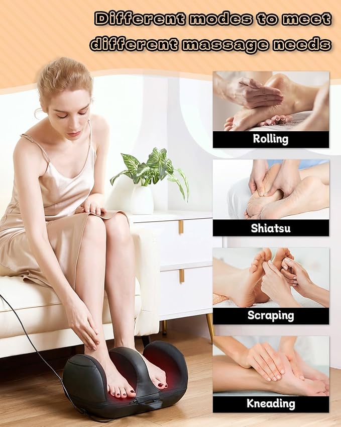 Foot Massager Shiatsu Foot Massager with Heat Rechargeable Calf Massager Massage Calf Deep Kneading Massage for Home and Office Gifts for Women Men Dad Mom