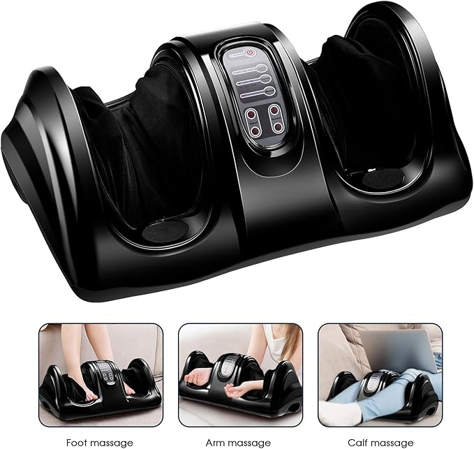 KOTEK Foot Massager Machine Shiatsu Foot &amp Calf Massager with 3 Massage Modes Remote Control Electric Deep Kneading Rolling Scraping Massage for Leg/Arm/Ankle (Black)