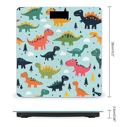 Smart Scale for Body Weight Digital Bathroom Weighing Scale Energy Saving Scale Funny Dinosaurs Mint Green Cute Cartoon