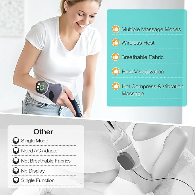 Rechargeable Adjustable Electric Wrist Massager Cordless Wrist Heating Pad Massager Muscle Stimulator with 8 Modes 30 Intensity Wrists Tendon Heating Pad for Hand Relaxing (B2)