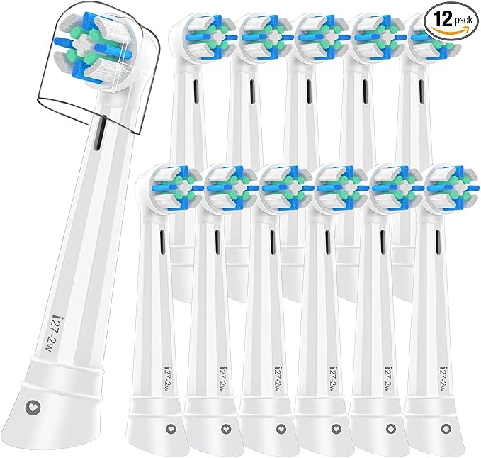 12PCS iO Replacement Heads Compatible with Oral B iO Electric ToothbrushCompatible with Oral B iO Series 2/3/4/5/6/7/8/9/10Premium Bristles for Deep Cleaning&ampGentle CareWhite