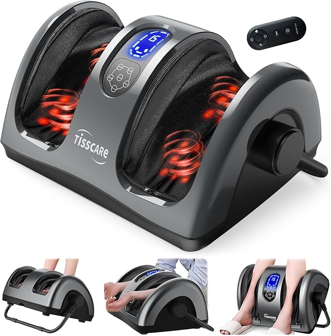 TISSCARE Shiatsu Foot Massager with Heat FSA Eligible HSA Foot Massager for Plantar Fasciitis Neuropathy Circulation and Pain Relief Massage Feet at Home/Office Gift for Men and Women
