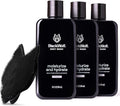 Black Wolf 3-Pack Moisturizing Body Wash &amp Silicone Body Scrubber Kit for Men - Mens Hydrating Bodywash for Dry Dehydrated &amp Sensitive Skin - Men's Shower &amp Bathroom Essentials Gift Set
