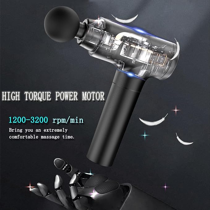 Elefor Massage Gun Deep TissuePercussion Back Massager Gun for Athletes Muscle Massage Gun for Pain Relief with 8 Massage Heads &amp 20 Speeds (Matte Black)