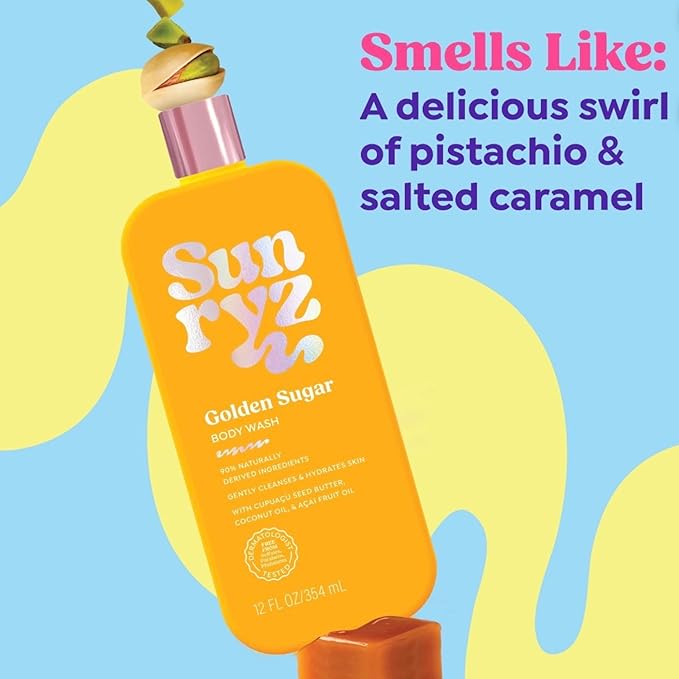 PDC Brands Sunryz Limited Edition Summer Scented Body Wash and Whipped Body Cream Duo Golden Sugar 12 FL OZ Body Wash 8 OZ Body Cream 2 Piece Set