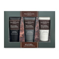 Pecksniff’s Men’s Trio Face Collection – Leather &amp Oakmoss – Face Wash Scrub &amp Shave Balm Gift Set 3 x 75ml